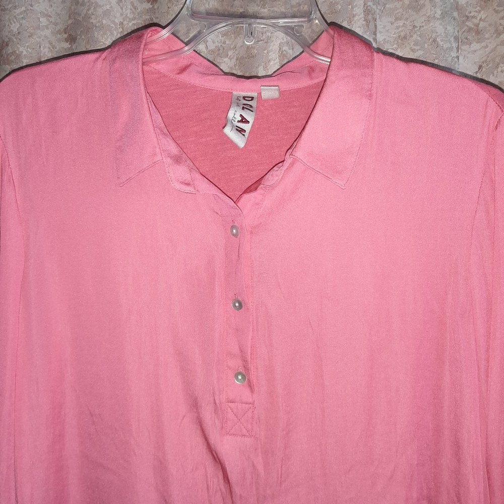 Dolan Left Coast coral henley popover top size Medium - Picture 2 of 7